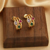 Wholesale Niche Stylish Luxury Retro Geometric Faceted Colorful Zircon Inlaid Copper Goldplated Women's Earrings