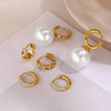 Wholesale Niche Temperament Zircon Beaded Earrings 316L Stainless Steel 18K Real Gold Electroplated Ear Buckle Geometric Style