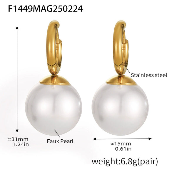 Wholesale Niche Temperament Zircon Beaded Earrings 316L Stainless Steel 18K Real Gold Electroplated Ear Buckle Geometric Style