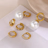 Wholesale Niche Temperament Zircon Beaded Earrings With Stainless Steel 18K Real Gold Electroplated Ear Buckle Geometric Style