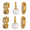 Wholesale Niche Temperament Zircon Beaded Earrings With Stainless Steel 18K Real Gold Electroplated Ear Buckle Geometric Style