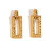 Wholesale Niche Women's Stainless Steel Hammered Geometric Movable Long Rectangular Earrings 18K Plated