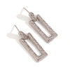 Wholesale Niche Women's Stainless Steel Hammered Geometric Movable Long Rectangular Earrings 18K Plated