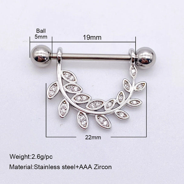Wholesale Nipple Ring Stainless Steel Moon And Flower Shaped Electroplated For Women