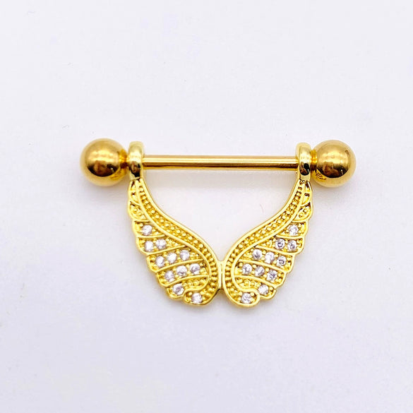 Wholesale Nipple Ring Stainless Steel Moon And Flower Shaped Electroplated For Women