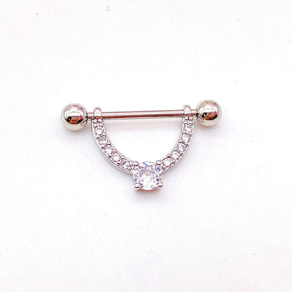 Wholesale Nipple Ring Stainless Steel Moon And Flower Shaped Electroplated For Women