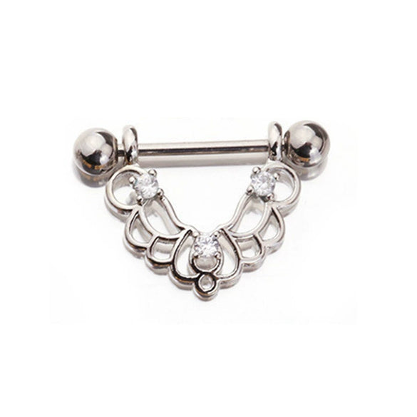 Wholesale Nipple Ring Stainless Steel Moon And Flower Shaped Electroplated For Women