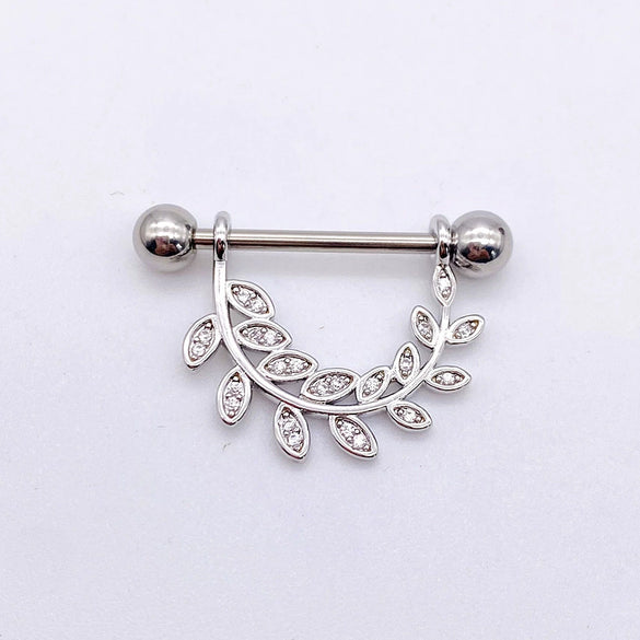 Wholesale Nipple Ring Stainless Steel Moon And Flower Shaped Electroplated For Women