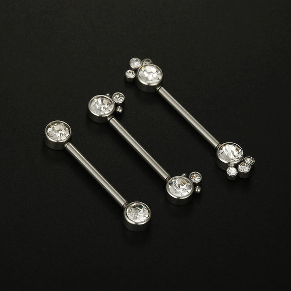 Wholesale Nipple Ring Stainless Steel Round Zircon Geometric Diamond Women's Chest Piercing Jewelry