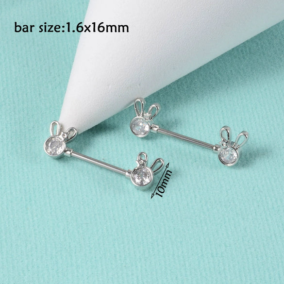 Wholesale Nipple Ring Stainless Steel Zircon Heartshaped Clover Rabbit Animal Snakeshaped Polished