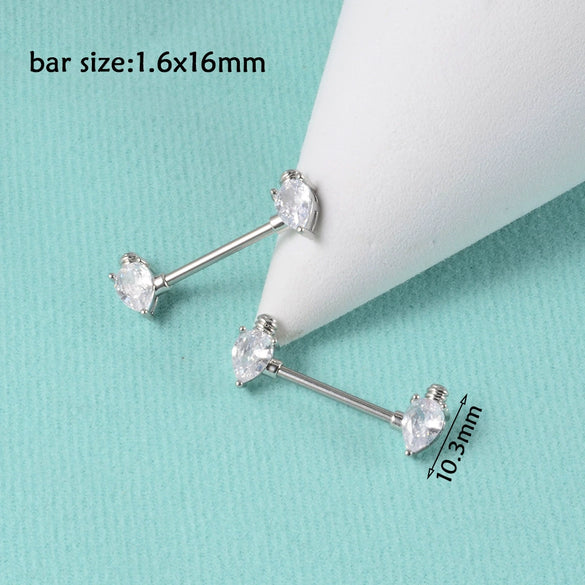 Wholesale Nipple Ring Stainless Steel Zircon Heartshaped Clover Rabbit Animal Snakeshaped Polished