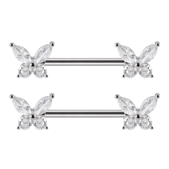 Wholesale Nipple Ring Stainless Steel Zircon Heartshaped Clover Rabbit Animal Snakeshaped Polished