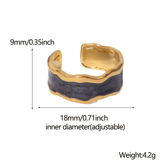 Wholesale Non Fading Titanium Steel And Stainless Steel Open Ring With Geometric Pattern And Electroplating Treatment