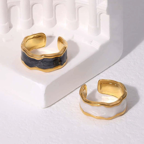 Wholesale Non Fading Titanium Steel And Stainless Steel Open Ring With Geometric Pattern And Electroplating Treatment
