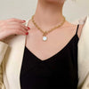 Wholesale Non Fading Titanium Steel Women's Hip Hop Thick Chain Disc T Buckle Clavicle Sweater Necklace