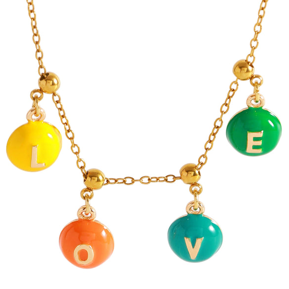 Wholesale Nonfading Electroplated Stainless Steel And Alloy Letter Love Pendant Necklace Sweet Girly Unisex Style