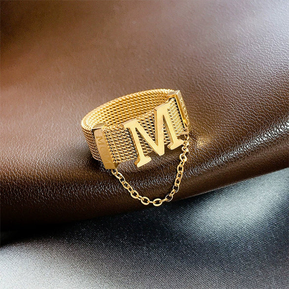 Wholesale Nonfading Electroplated Titanium Steel Jewelry 2Piece Set With Letters Numbers Text Pattern Simple Style Necklace Ring
