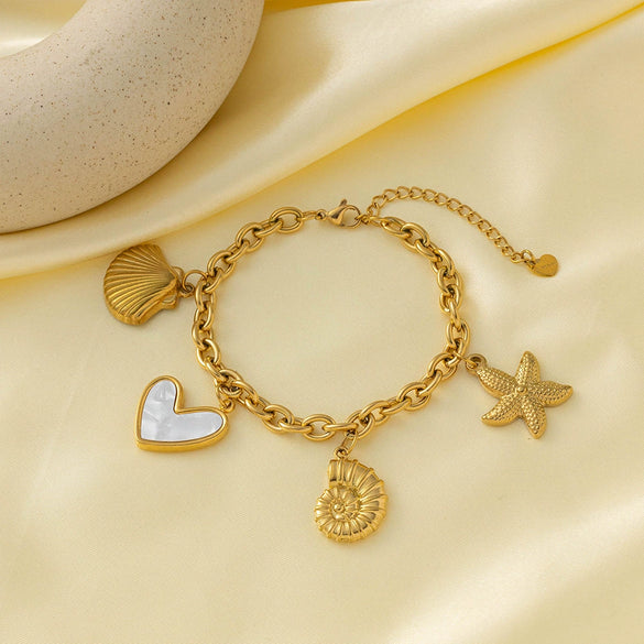 Wholesale Nonfading Fashion Women's Geometric Flower And Insect Pattern Electroplated Titanium Steel Bracelet