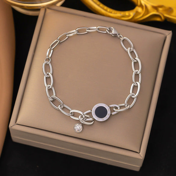 Wholesale Nonfading Fashion Women's Geometric Flower And Insect Pattern Electroplated Titanium Steel Bracelet