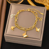 Wholesale Nonfading Fashion Women's Geometric Flower And Insect Pattern Electroplated Titanium Steel Bracelet