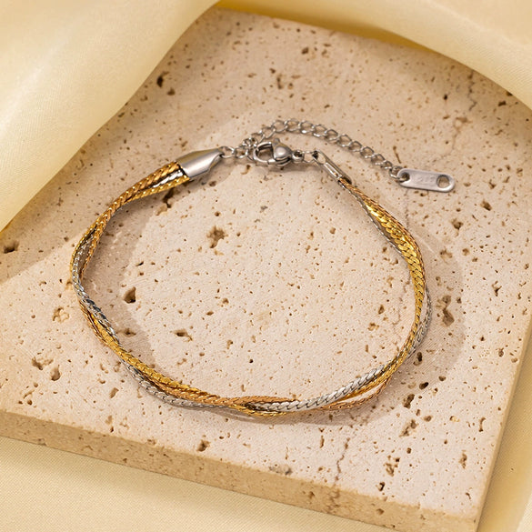 Wholesale Nonfading Fashion Women's Geometric Flower And Insect Pattern Electroplated Titanium Steel Bracelet