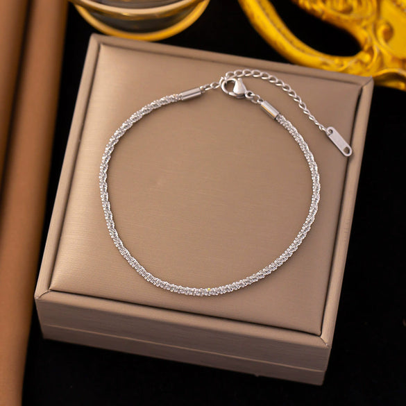 Wholesale Nonfading Fashion Women's Geometric Flower And Insect Pattern Electroplated Titanium Steel Bracelet