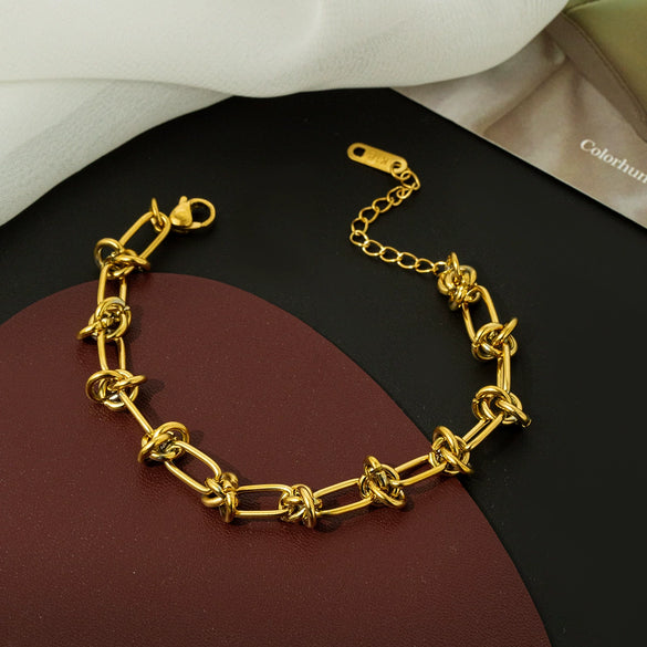 Wholesale Nonfading Fashion Women's Geometric Flower And Insect Pattern Electroplated Titanium Steel Bracelet