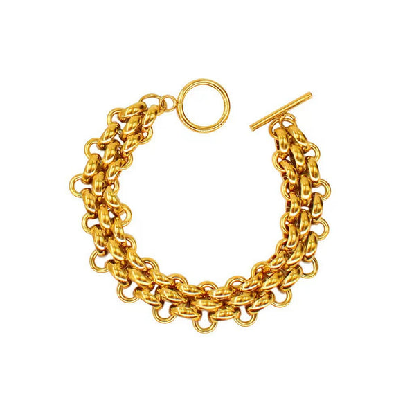 Wholesale Nonfading Fashion Women's Geometric Flower And Insect Pattern Electroplated Titanium Steel Bracelet