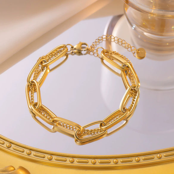 Wholesale Nonfading Fashion Women's Geometric Flower And Insect Pattern Electroplated Titanium Steel Bracelet