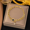 Wholesale Nonfading Fashion Women's Geometric Flower And Insect Pattern Electroplated Titanium Steel Bracelet