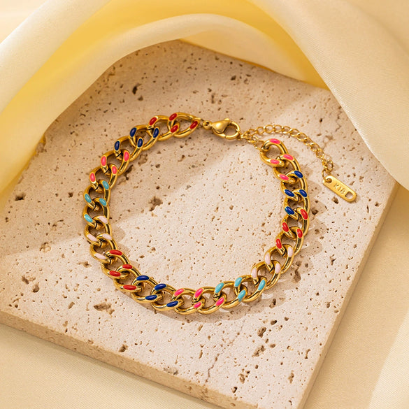 Wholesale Nonfading Fashion Women's Geometric Flower And Insect Pattern Electroplated Titanium Steel Bracelet