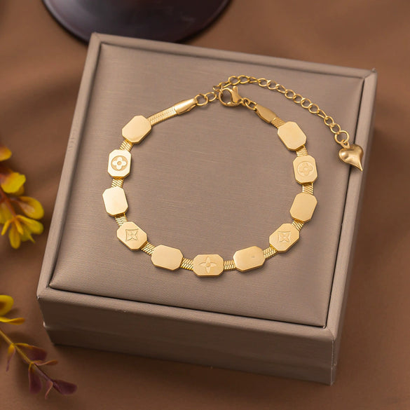 Wholesale Nonfading New Electroplated Geometric Titanium Steel Bracelet For Women