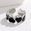 Wholesale Nonfading Titanium Steel Open Ring For Women With Heart Design And Electroplating Treatment