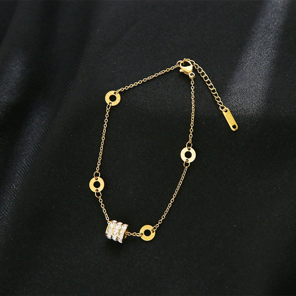 Wholesale Nonfading Titanium Steel Women's Bracelet With Diamond Fourleaf Clover Design And Electroplating Treatment