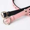 Wholesale Nonperforated Love Hollow Decorative Belt For Women Made Of Imitation Leather With Alloy Buckle