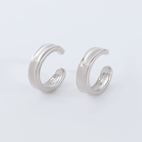 Wholesale Nonpierced Ear Bone Clip And Ear Clip Set Copper Geometric U Shape Electroplated Minimalist Style