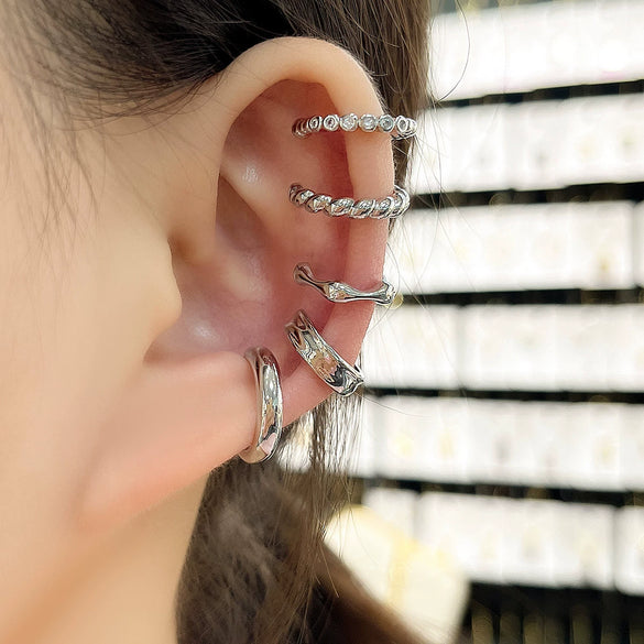 Wholesale Nonpierced Ear Bone Clip And Ear Clip Set Copper Geometric U Shape Electroplated Minimalist Style