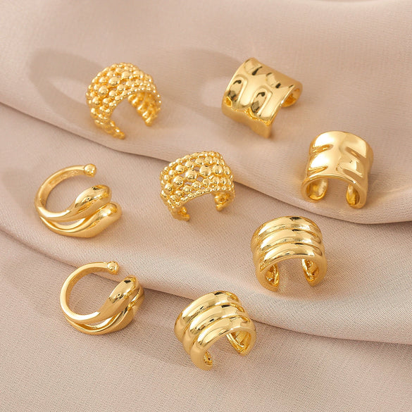 Wholesale Nonpierced Ear Bone Clip And Ear Clip Set Copper Geometric U Shape Electroplated Minimalist Style