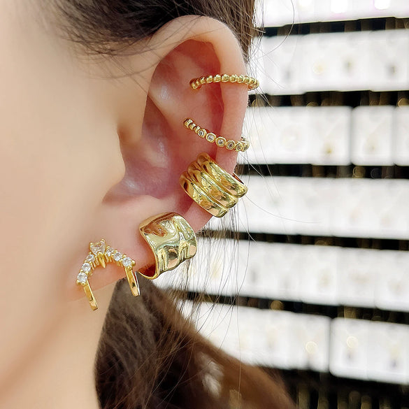 Wholesale Nonpierced Ear Bone Clip And Ear Clip Set Copper Geometric U Shape Electroplated Minimalist Style