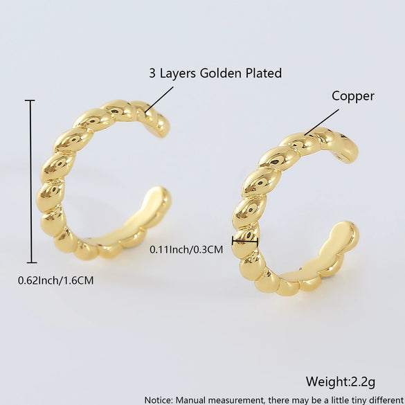Wholesale Nonpierced Ear Bone Clip And Ear Clip Set Copper Geometric U Shape Electroplated Minimalist Style