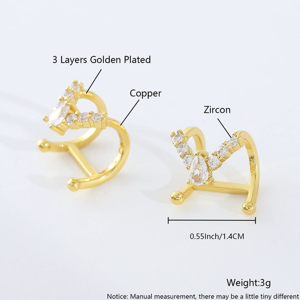 Wholesale Nonpierced Ear Bone Clip And Ear Clip Set Copper Geometric U Shape Electroplated Minimalist Style