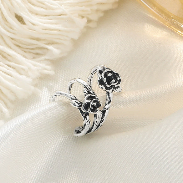 Wholesale Nonpierced Ear Cuff Copper Dark Thorn Rose Flower Electroplated For Women