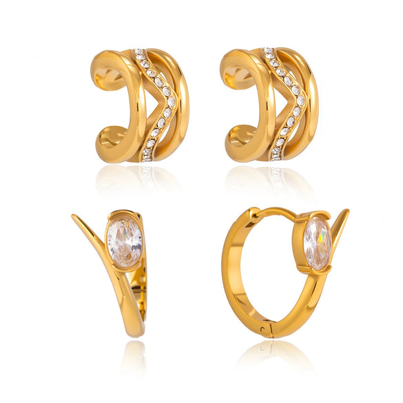 Wholesale Nonpierced Geometric Stainless Steel Electroplated Earrings For Women