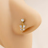 Wholesale Nose Accessories Stainless Steel Butterfly Puncture Nose Stud With Zircon Pendant Electroplated For Women