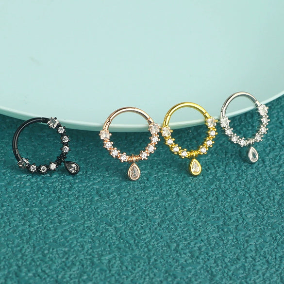 Wholesale Nose Jewelry Stainless Steel Zircon Crown Star Pattern Electroplated
