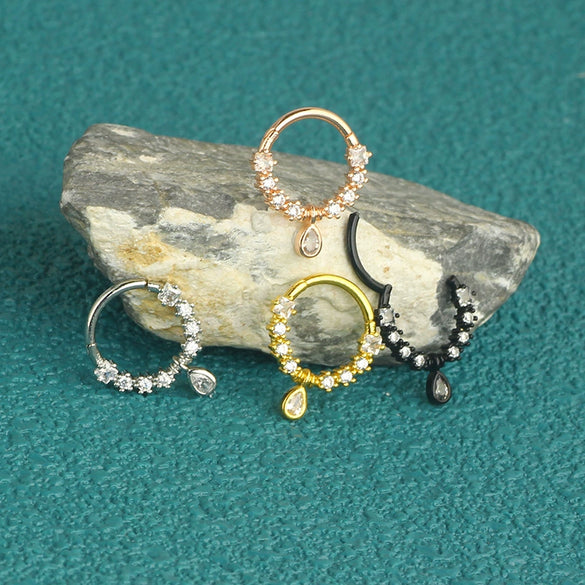 Wholesale Nose Jewelry Stainless Steel Zircon Crown Star Pattern Electroplated