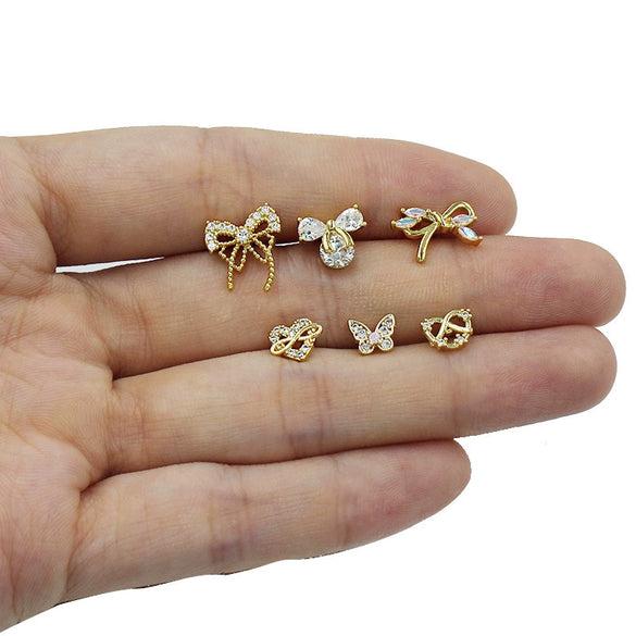 Wholesale Nose Nail Stainless Steel Heart Shape Diamond Style