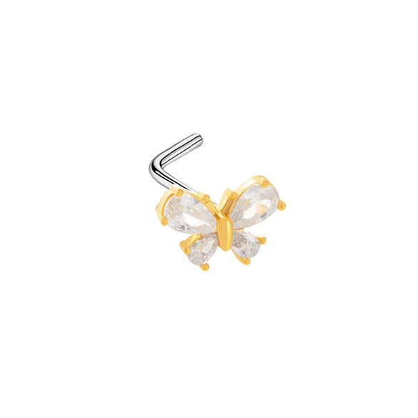 Wholesale Nose Nail Stainless Steel Heart Shape Diamond Style
