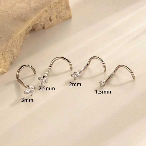 Wholesale Nose Piercing Jewelry Stainless Steel Vacuum Electroplated Gold Geometric Zircon For Women