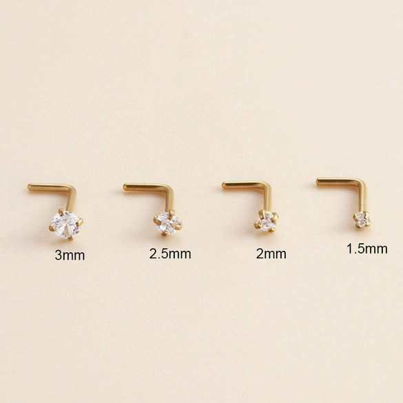 Wholesale Nose Piercing Jewelry Stainless Steel Vacuum Electroplated Gold Geometric Zircon For Women